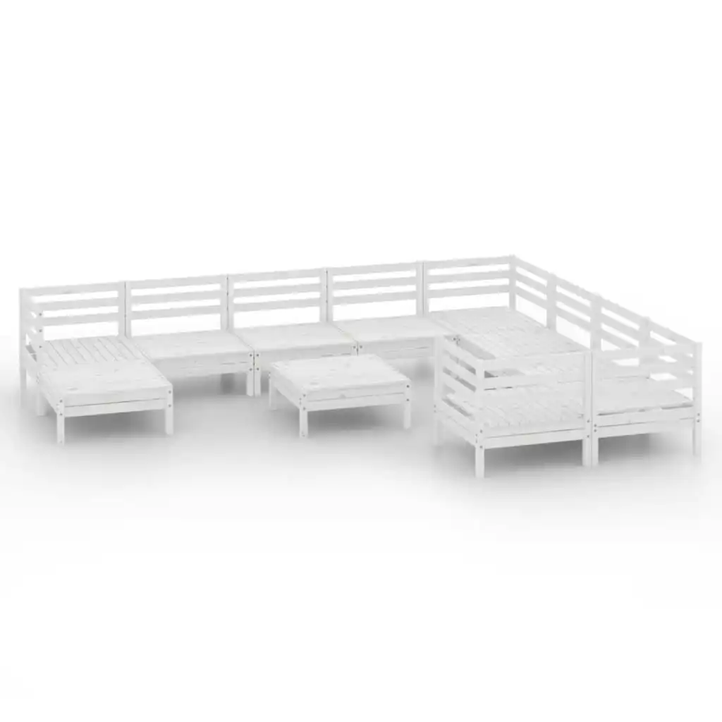 11 Piece Garden Lounge Set White Solid Pinewood 3083300