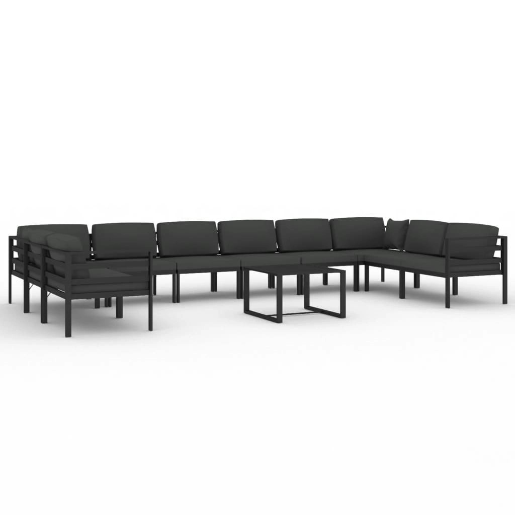 11 Piece Garden Lounge Set with Cushions Aluminium Anthracite 3107817