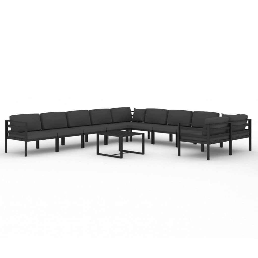 11 Piece Garden Lounge Set with Cushions Aluminium Anthracite 3107828