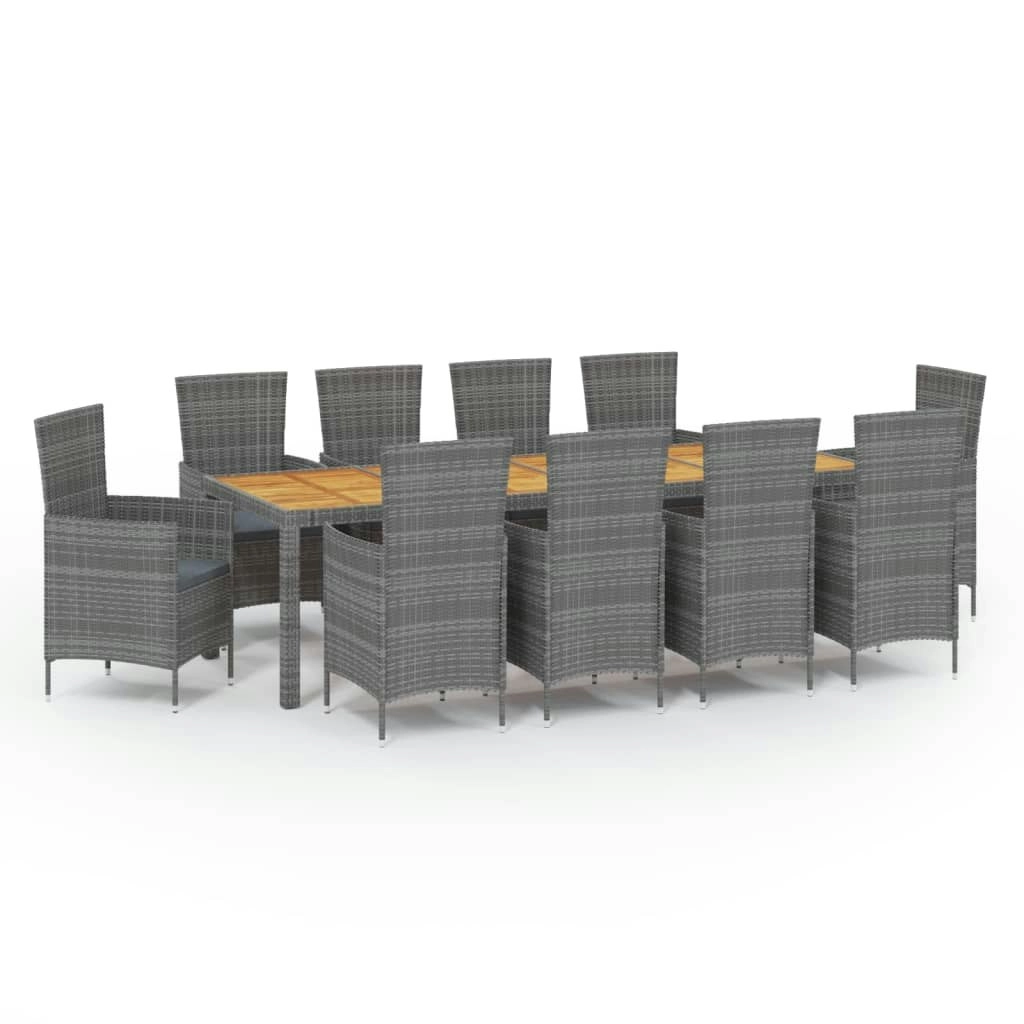 11 Piece Outdoor Dining Set with Cushions Poly Rattan Grey 3094894