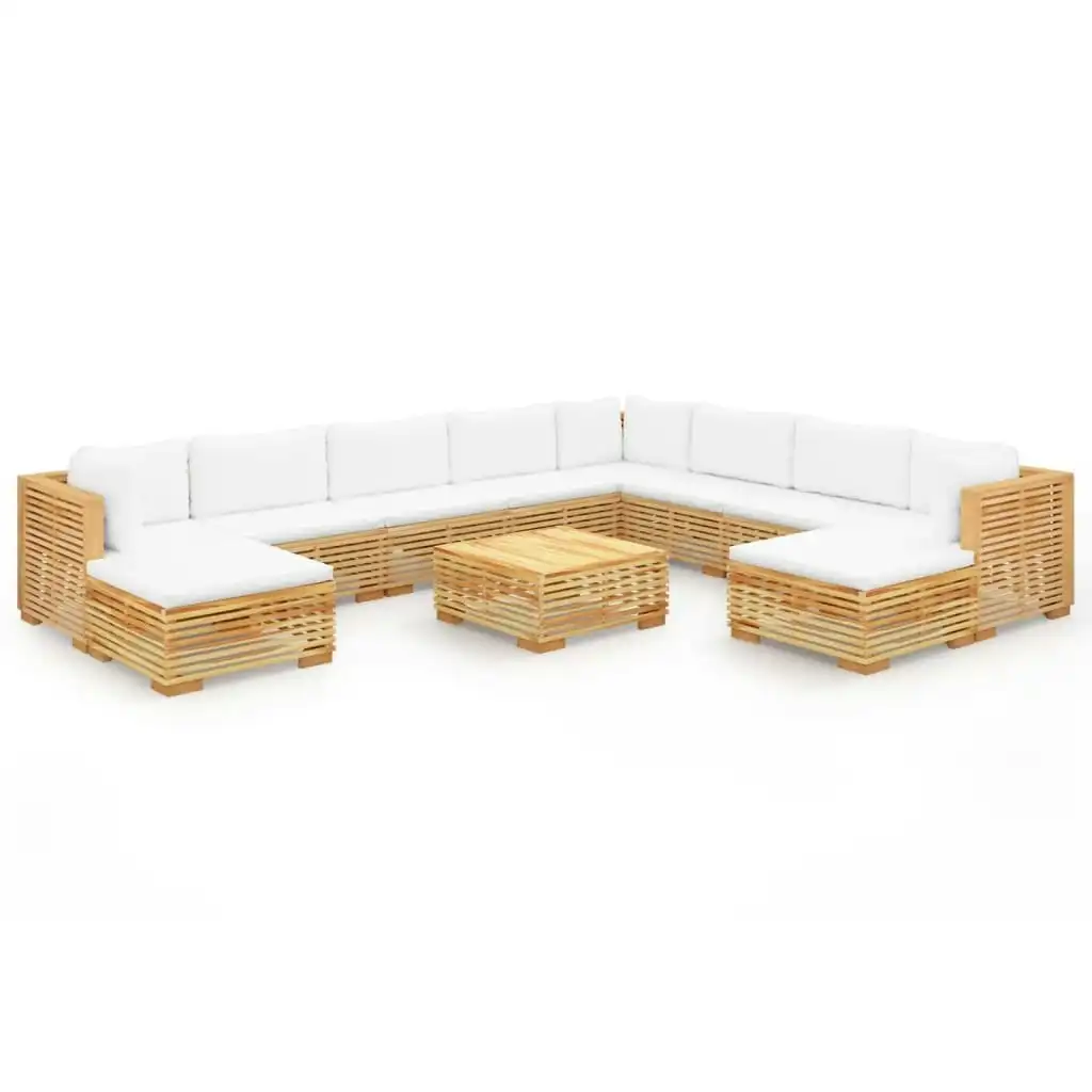 11 Piece Garden Lounge Set with Cushions Solid Teak Wood 3100883