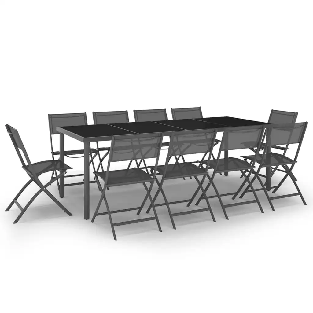 11 Piece Outdoor Dining Set Steel 3073499