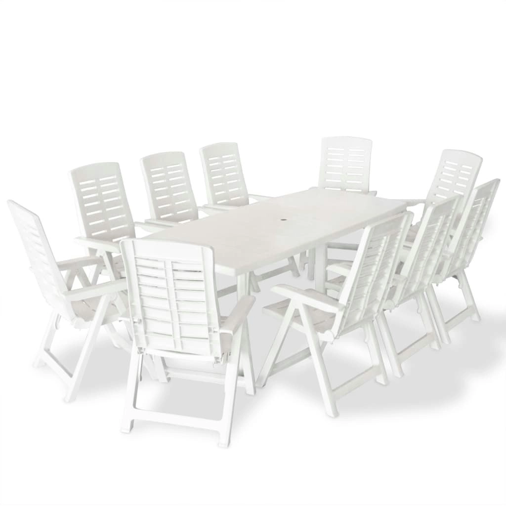 11 Piece Outdoor Dining Set Plastic White 275077