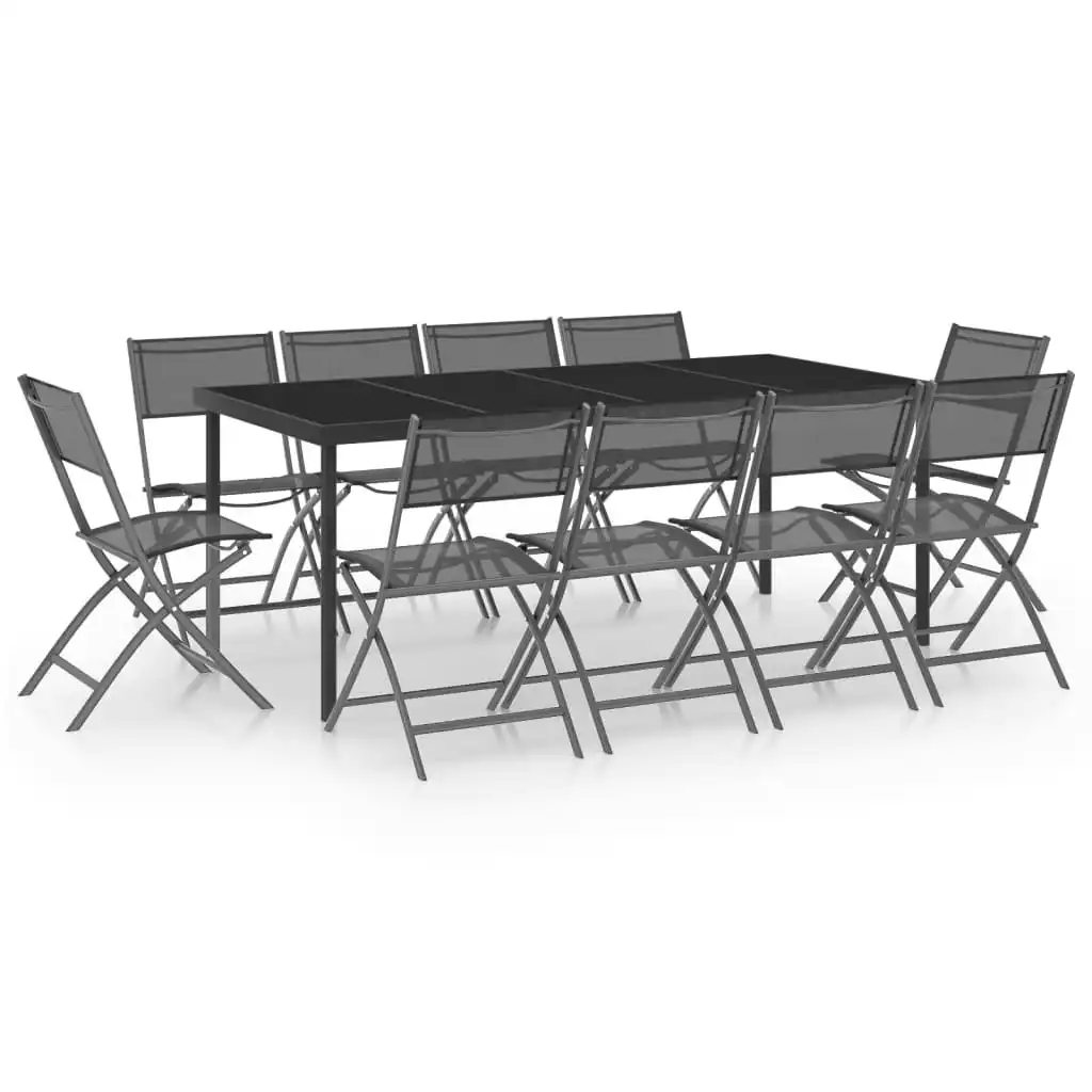 11 Piece Outdoor Dining Set Steel 3073497