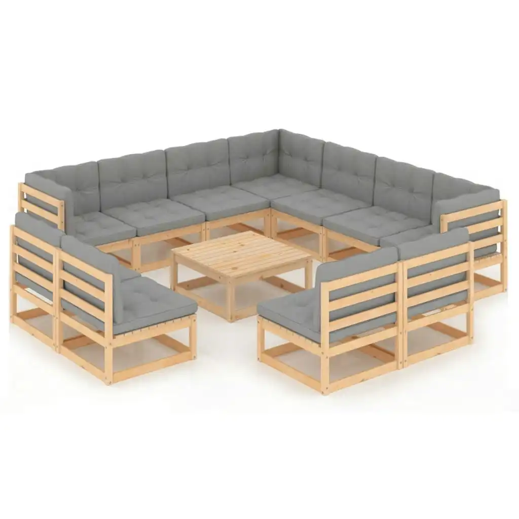 12 Piece Garden Lounge Set with Cushions Solid Pinewood 3076939