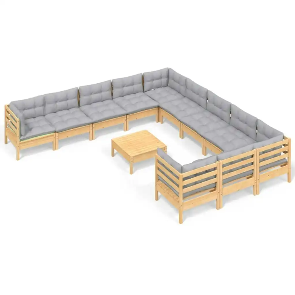 12 Piece Garden Lounge Set with Grey Cushions Pinewood 3097024