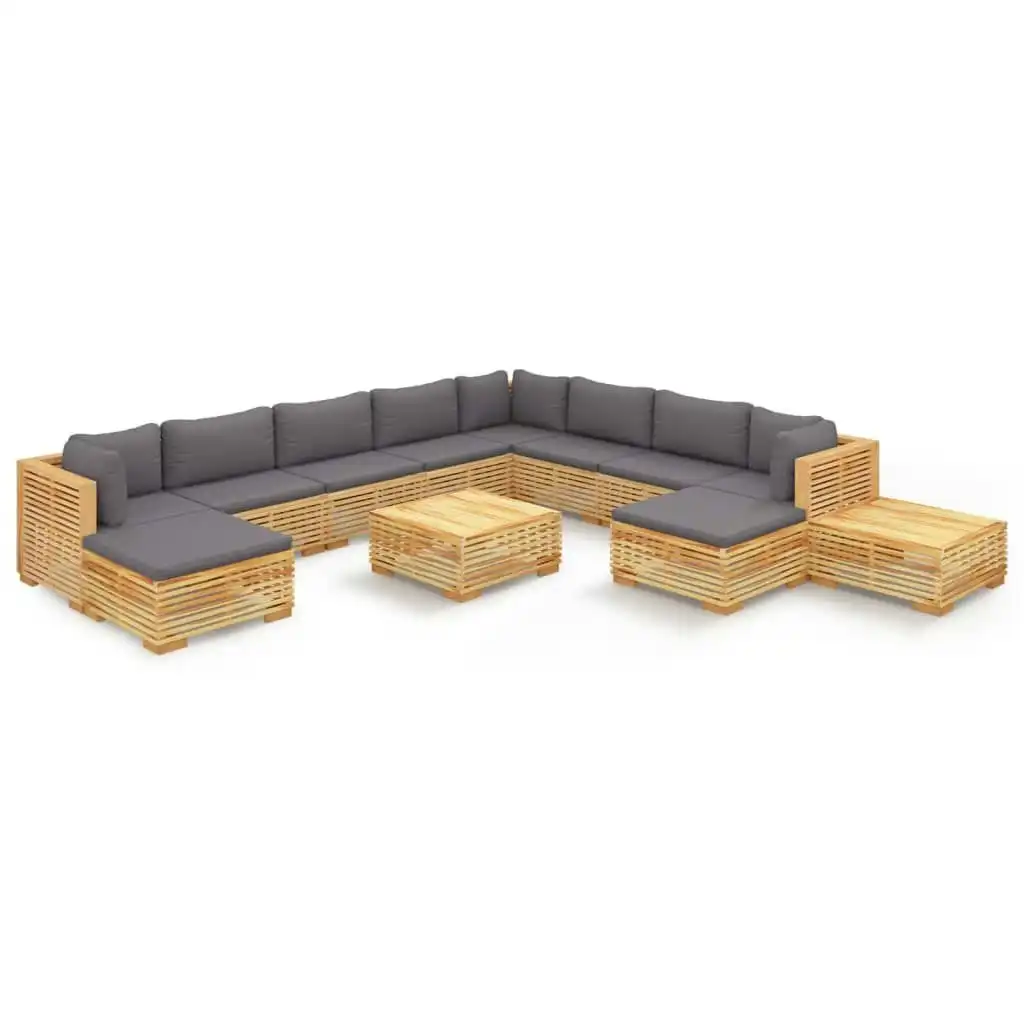 12 Piece Garden Lounge Set with Cushions Solid Teak Wood 3100888