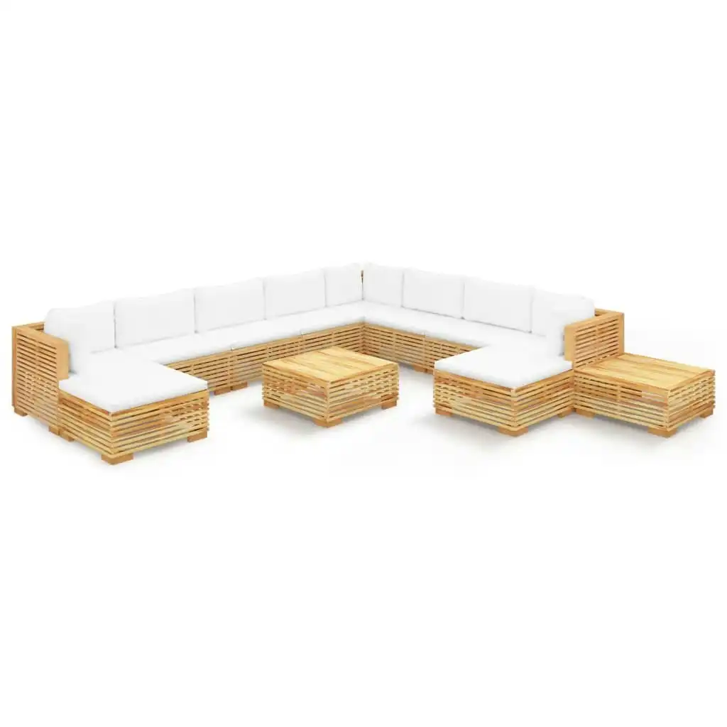 12 Piece Garden Lounge Set with Cushions Solid Teak Wood 3100887