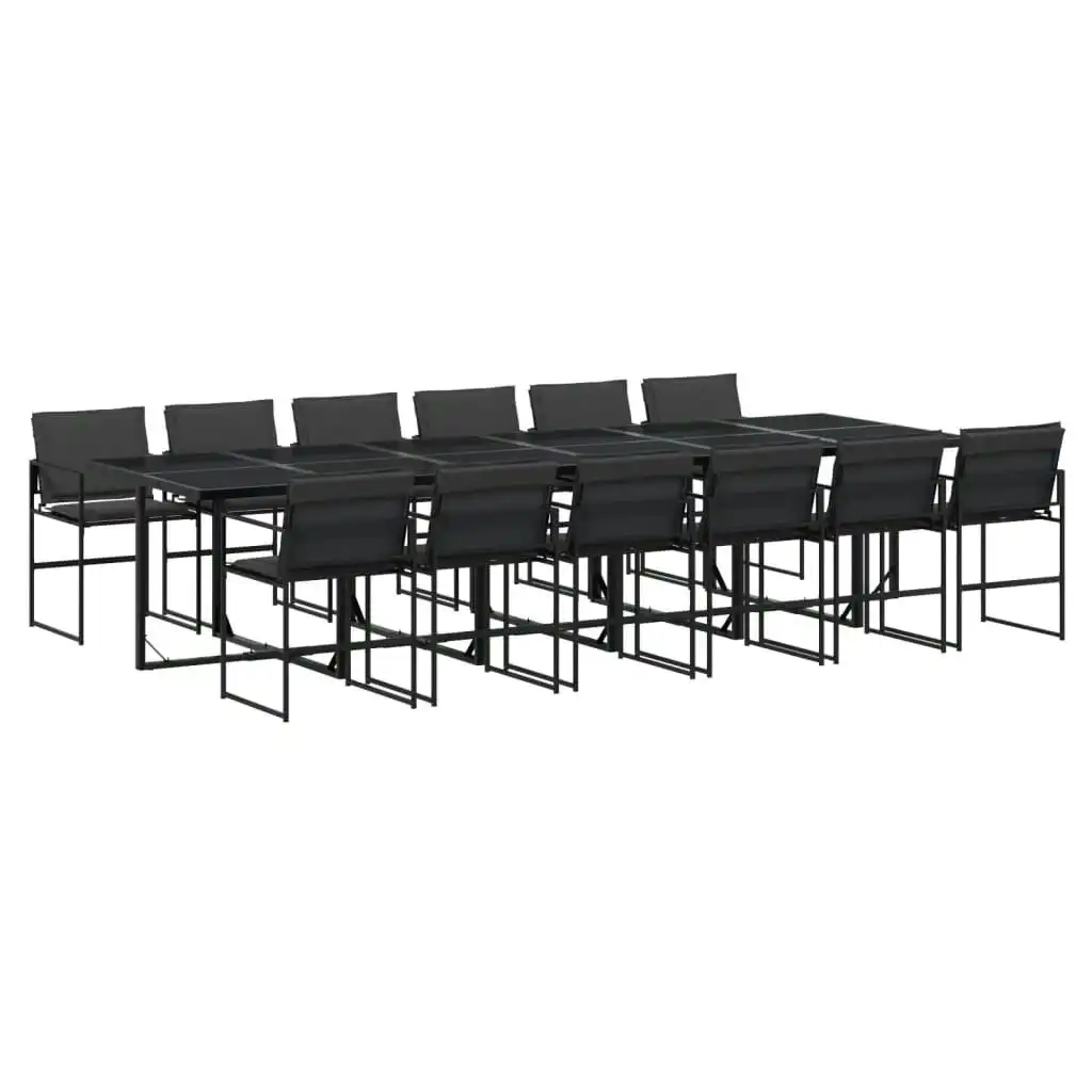 13 Piece Garden Dining Set with Cushions Black Textilene 3295077