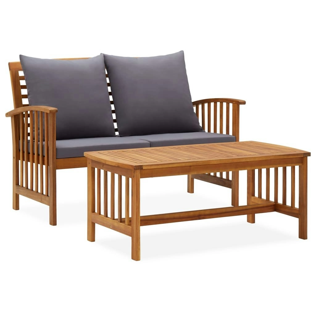 2 Piece Garden Lounge Set with Cushions Solid Acacia Wood 310264