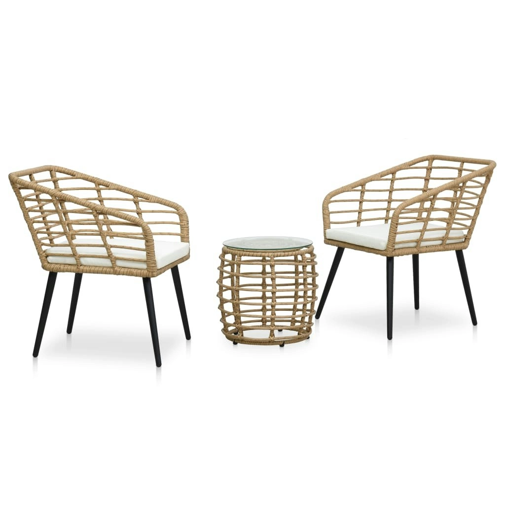 3 Piece Bistro Set Poly Rattan Oak 48577