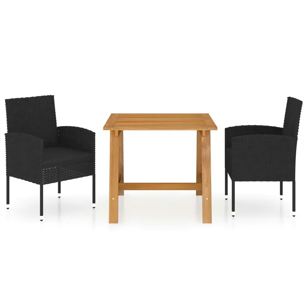 3 Piece Garden Dining Set Black 3068724