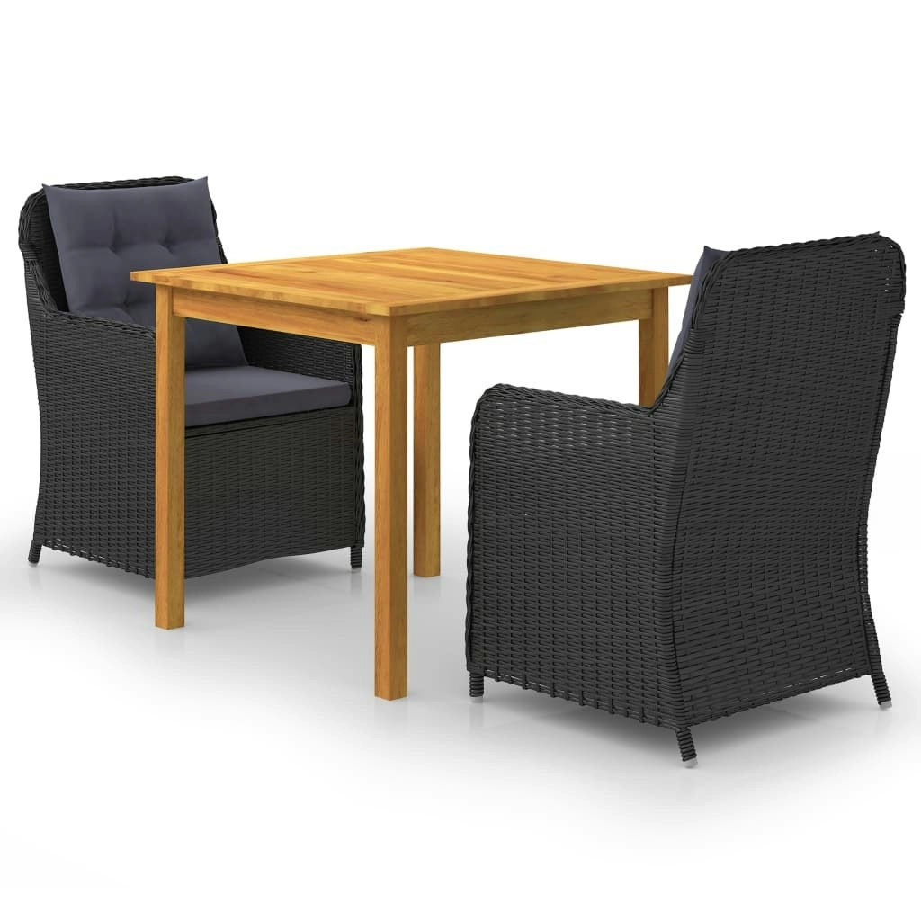 3 Piece Garden Dining Set Black 3067725