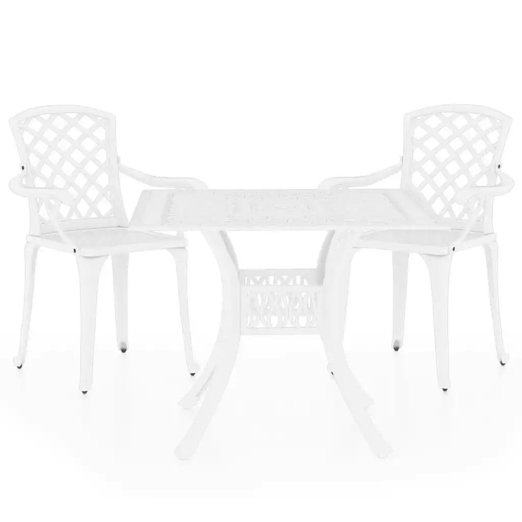 3 Piece Bistro Set Cast Aluminium White 3070588