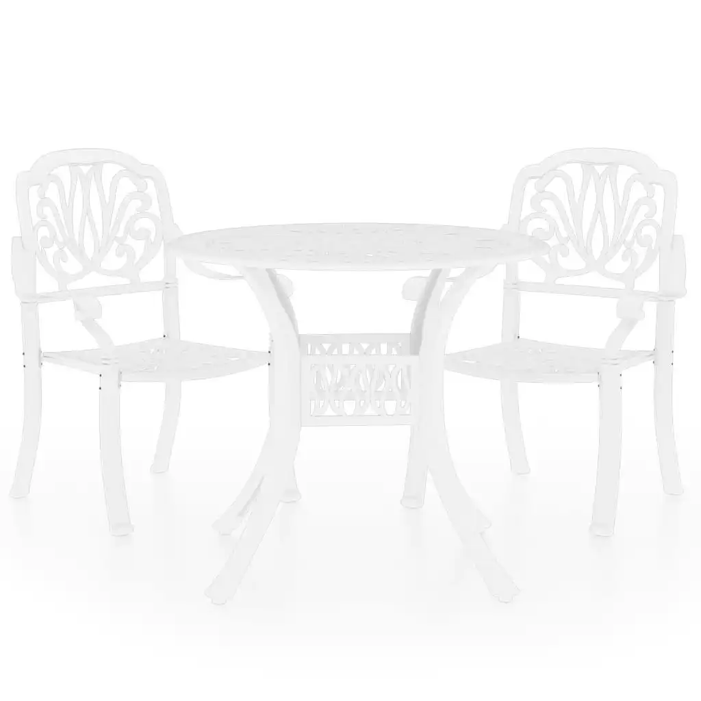 3 Piece Bistro Set Cast Aluminium White 3070576