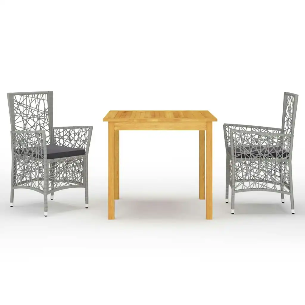 3 Piece Garden Dining Set Grey 3067697