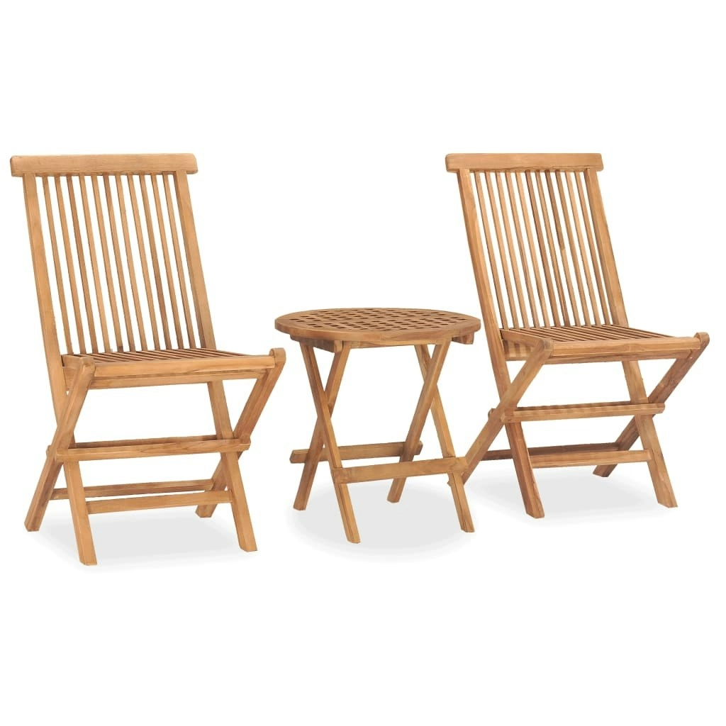 3 Piece Folding Outdoor Dining Set Solid Wood Teak 315453