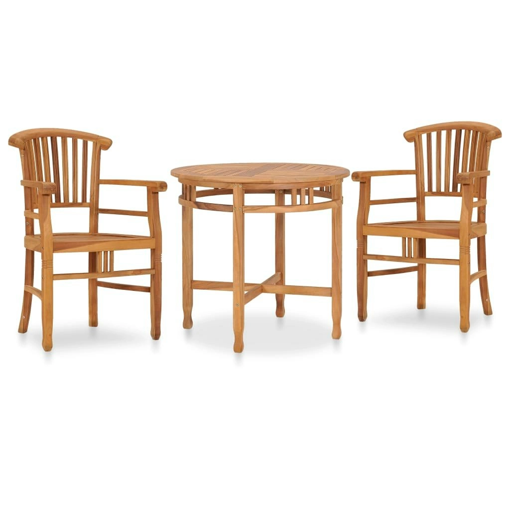 3 Piece Garden Dining Set Solid Teak Wood 3053650