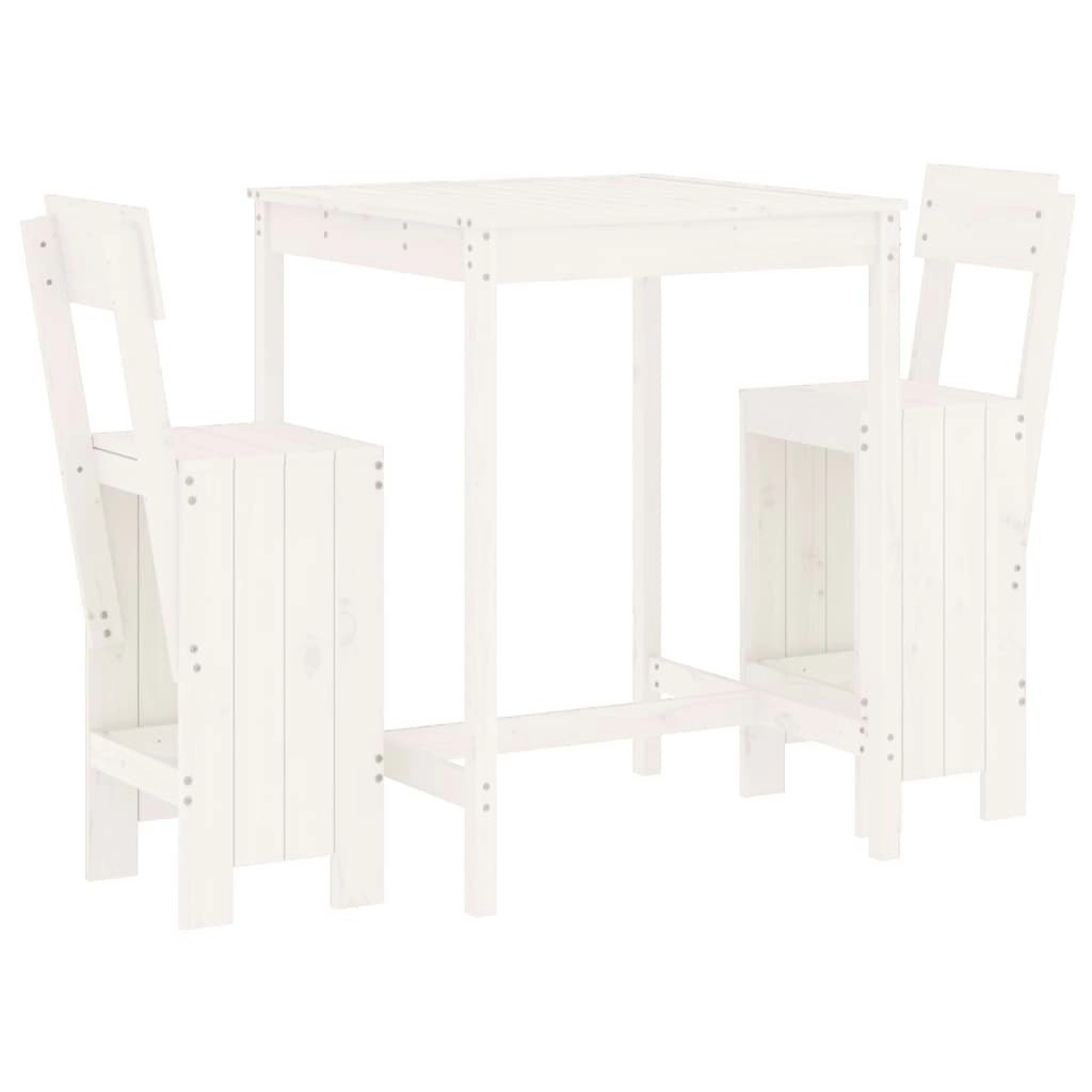 3 Piece Garden Bar Set White Solid Wood Pine 3157794