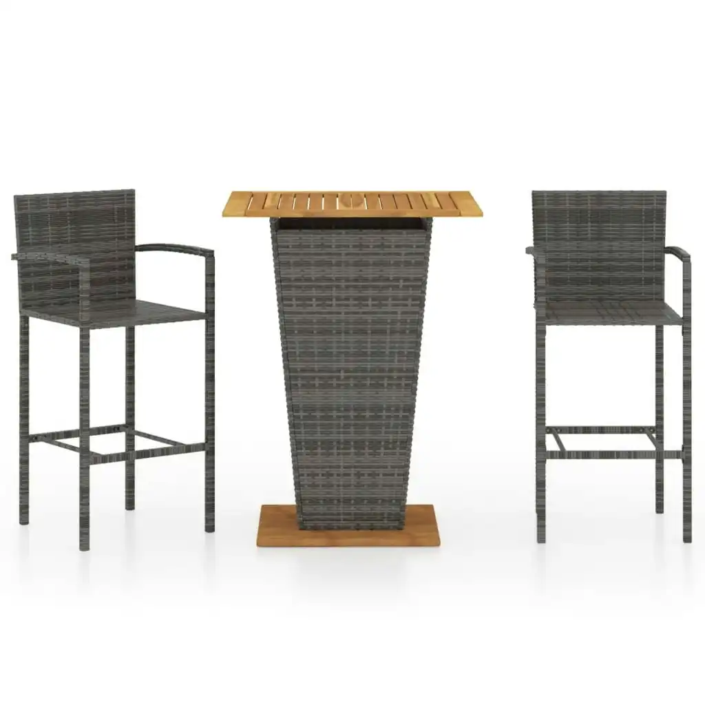 3 Piece Garden Bar Set Grey 3064869