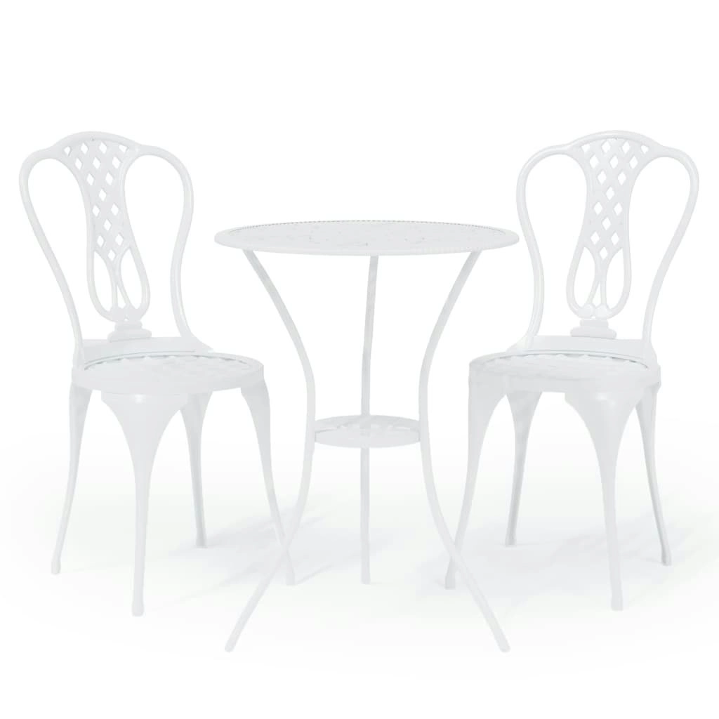 3 Piece Bistro Set Cast Aluminium White 317752