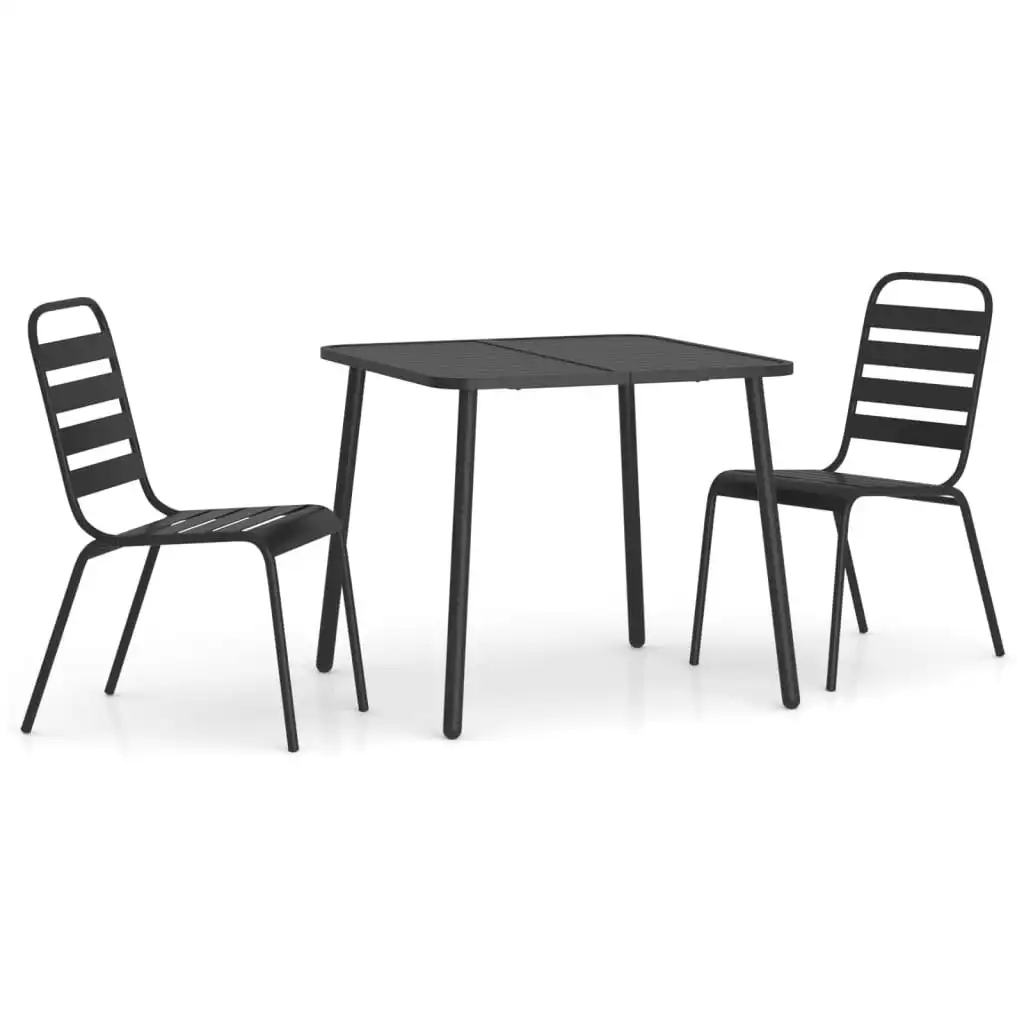 3 Piece Garden Dining Set Anthracite Steel 3187987