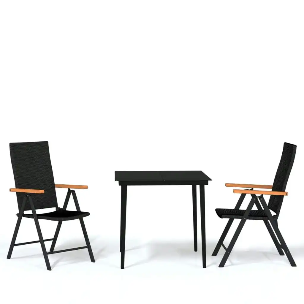 3 Piece Garden Dining Set Black 3099119