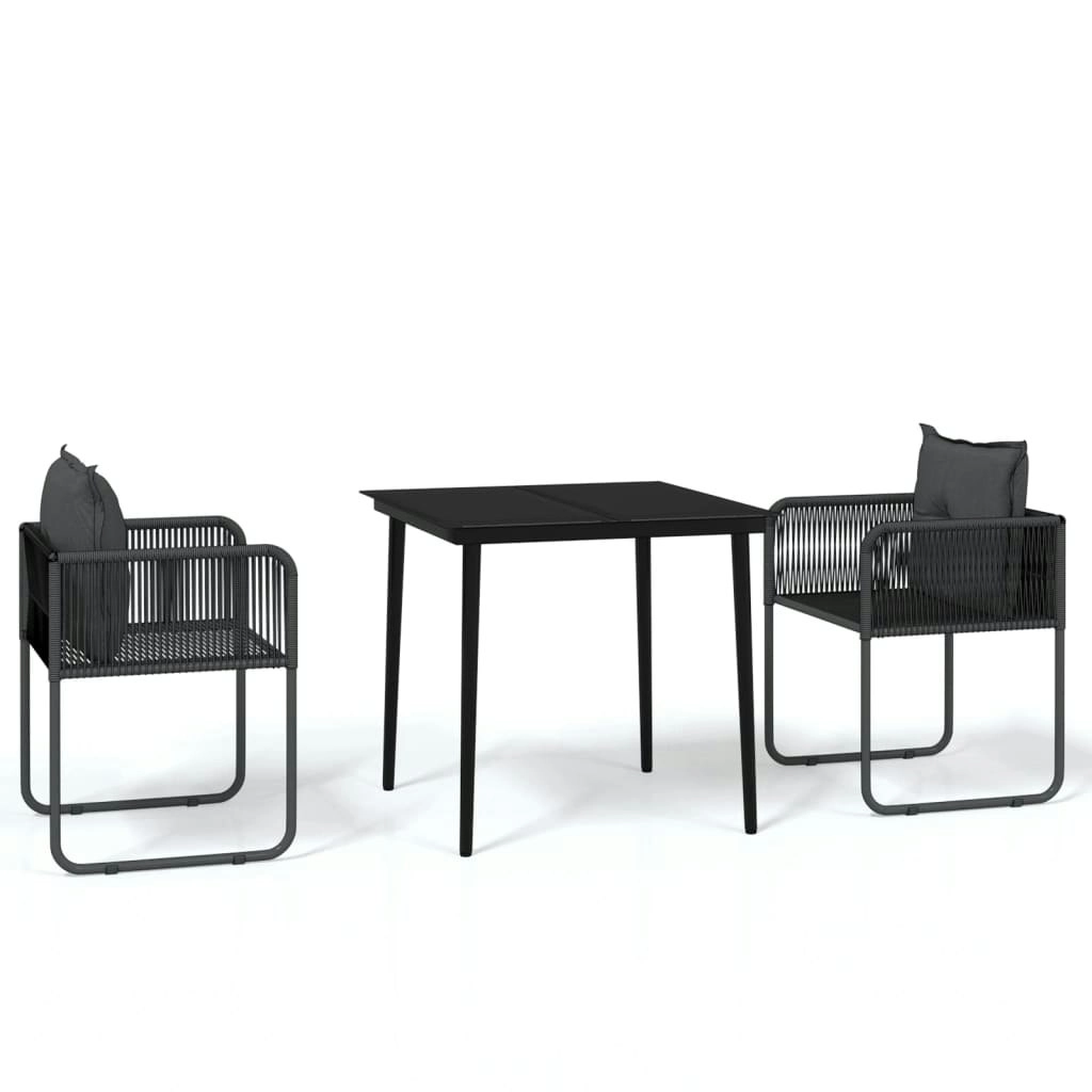 3 Piece Garden Dining Set Black 3099083