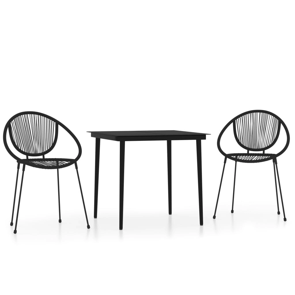 3 Piece Garden Dining Set Black 3099131