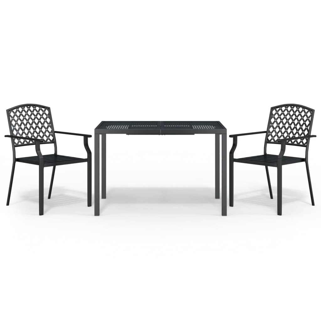 3 Piece Garden Dining Set Anthracite Steel 3188001