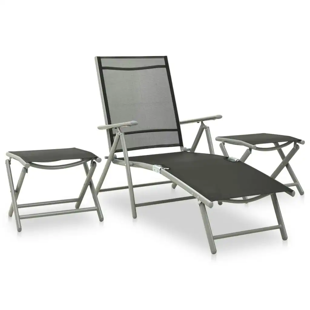 3 Piece Garden Lounge Set Textilene and Aluminium Silver 312199