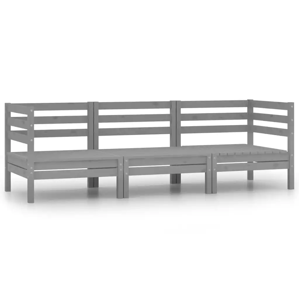 3 Piece Garden Lounge Set Solid Pinewood Grey 806609