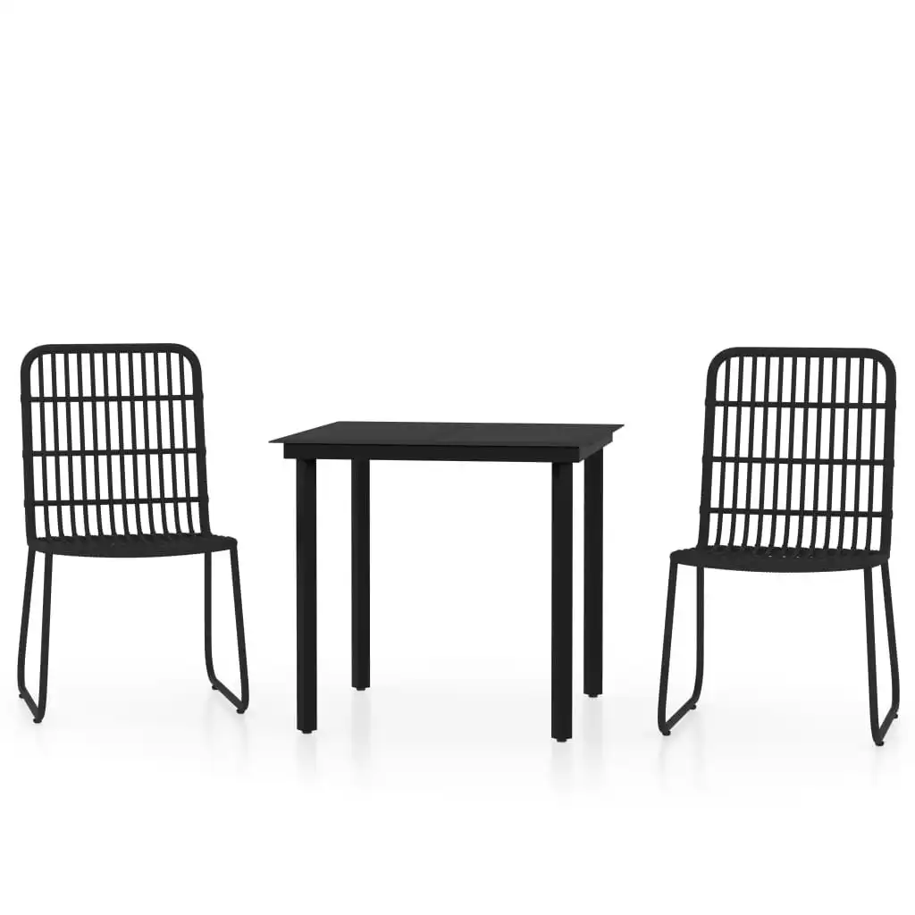 3 Piece Garden Dining Set Black 3099167