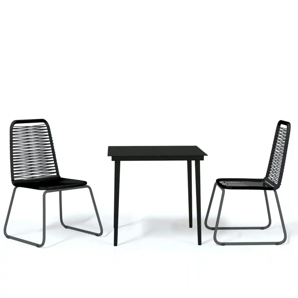 3 Piece Garden Dining Set Black 3099095