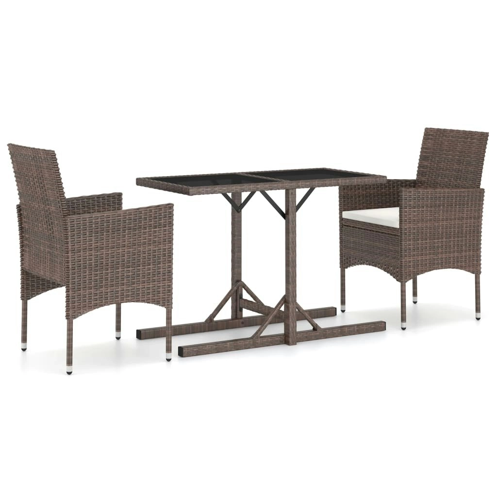 3 Piece Garden Dining Set Brown 3072448