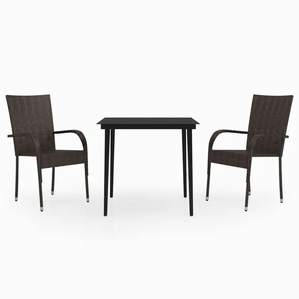 3 Piece Garden Dining Set Brown and Black 3099401