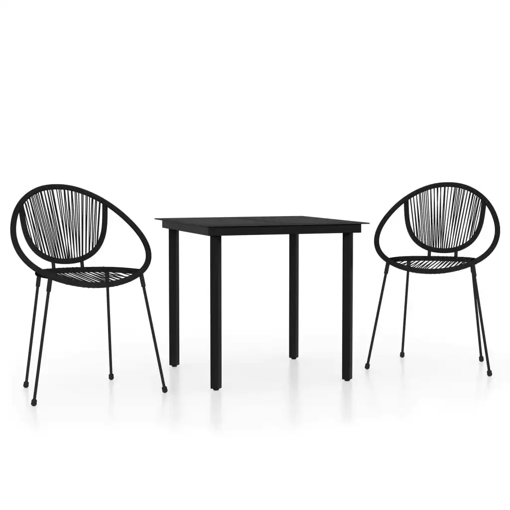 3 Piece Garden Dining Set Black 3099125