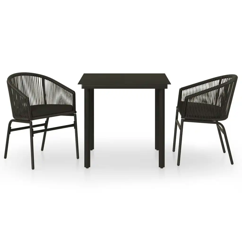 3 Piece Garden Dining Set Black 3099221