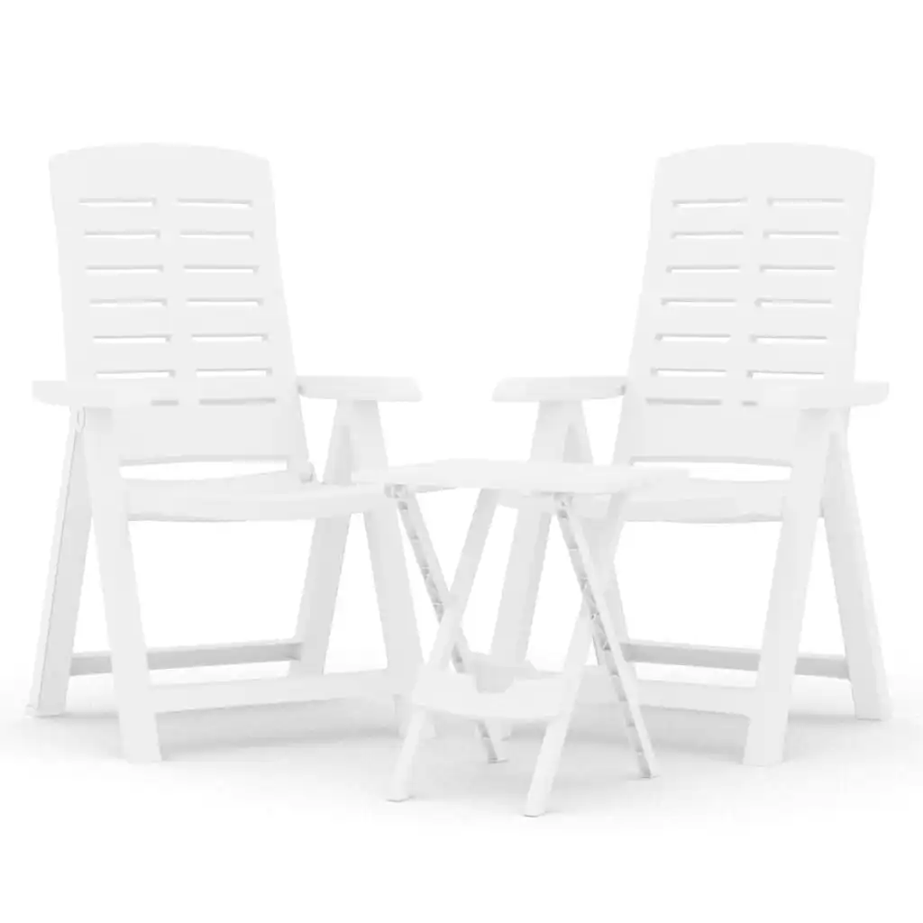 3 Piece Garden Dining Set White Polypropylene 3120463