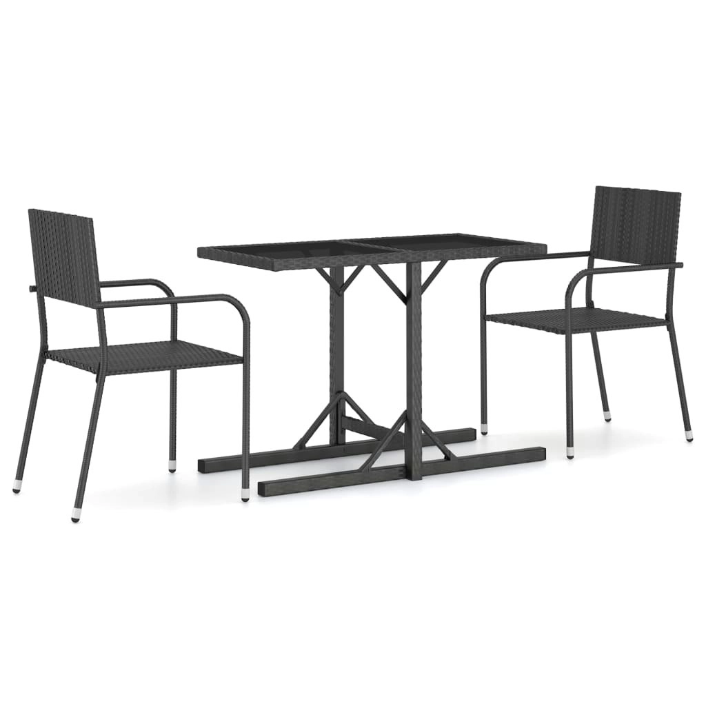 3 Piece Garden Dining Set Black 3072443