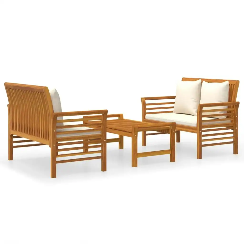 3 Piece Garden Lounge Set with Cushions Solid Wood Acacia 3058095