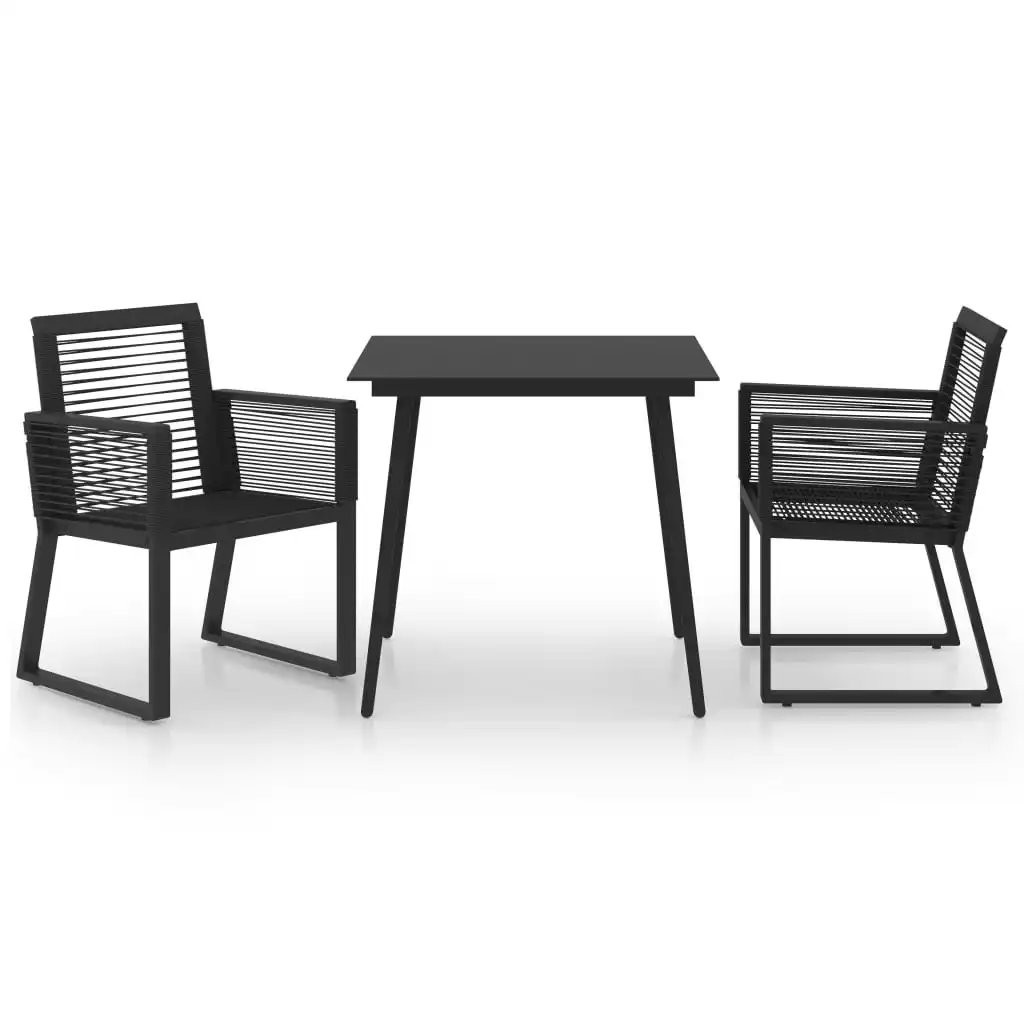 3 Piece Outdoor Dining Set PVC Rattan Black 3060213