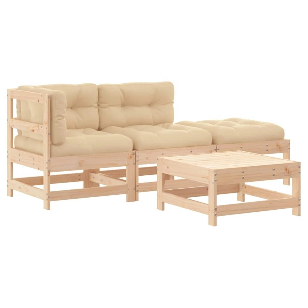 4 Piece Garden Lounge Set with Cushions Solid Wood 3186025