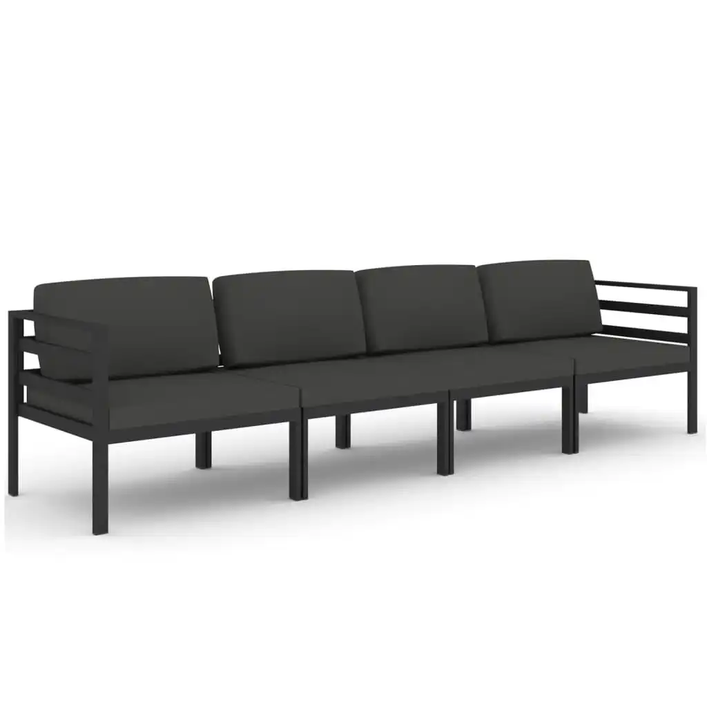 4 Piece Garden Lounge Set with Cushions Aluminium Anthracite 3107777