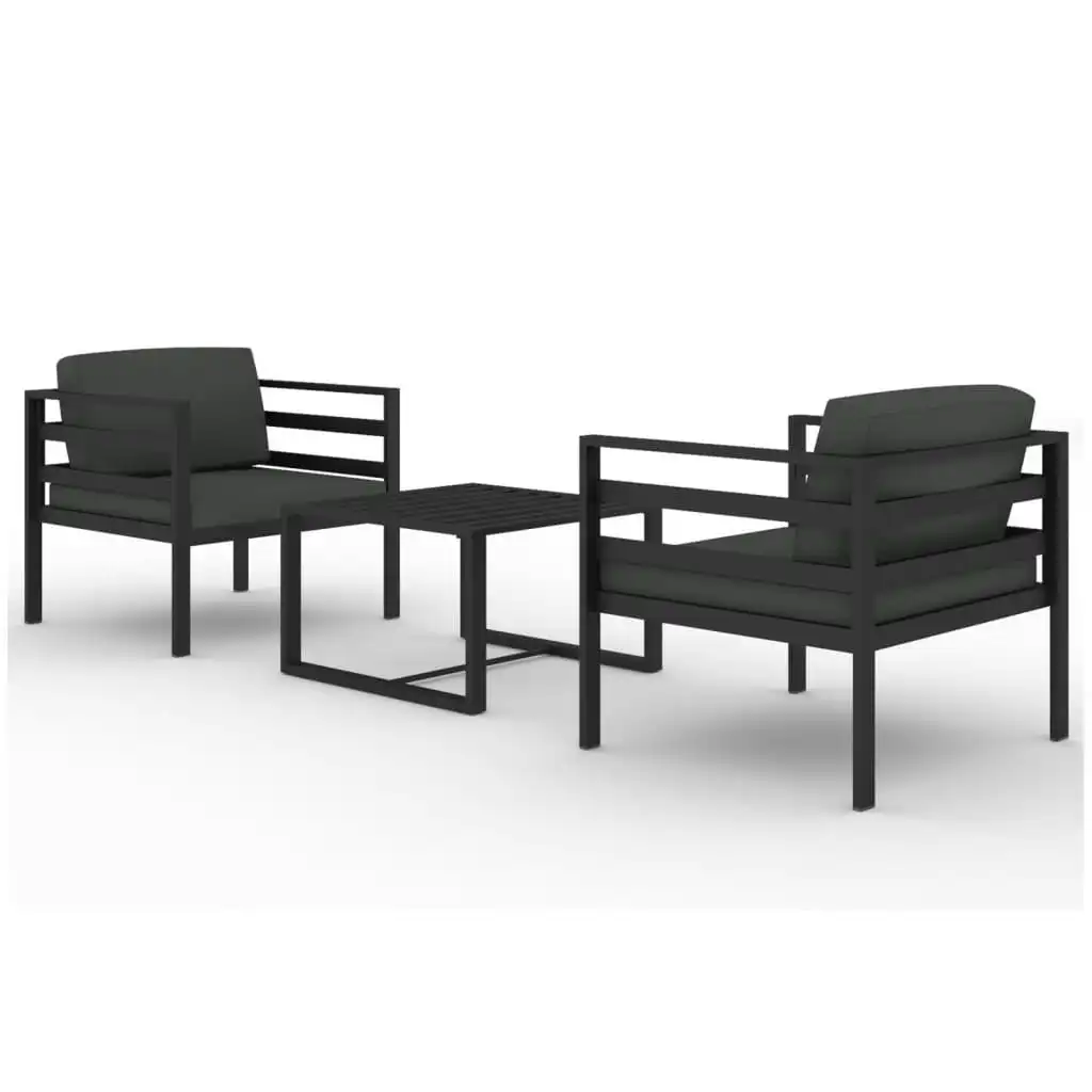 3 Piece Garden Lounge Set with Cushions Aluminium Anthracite 3107780