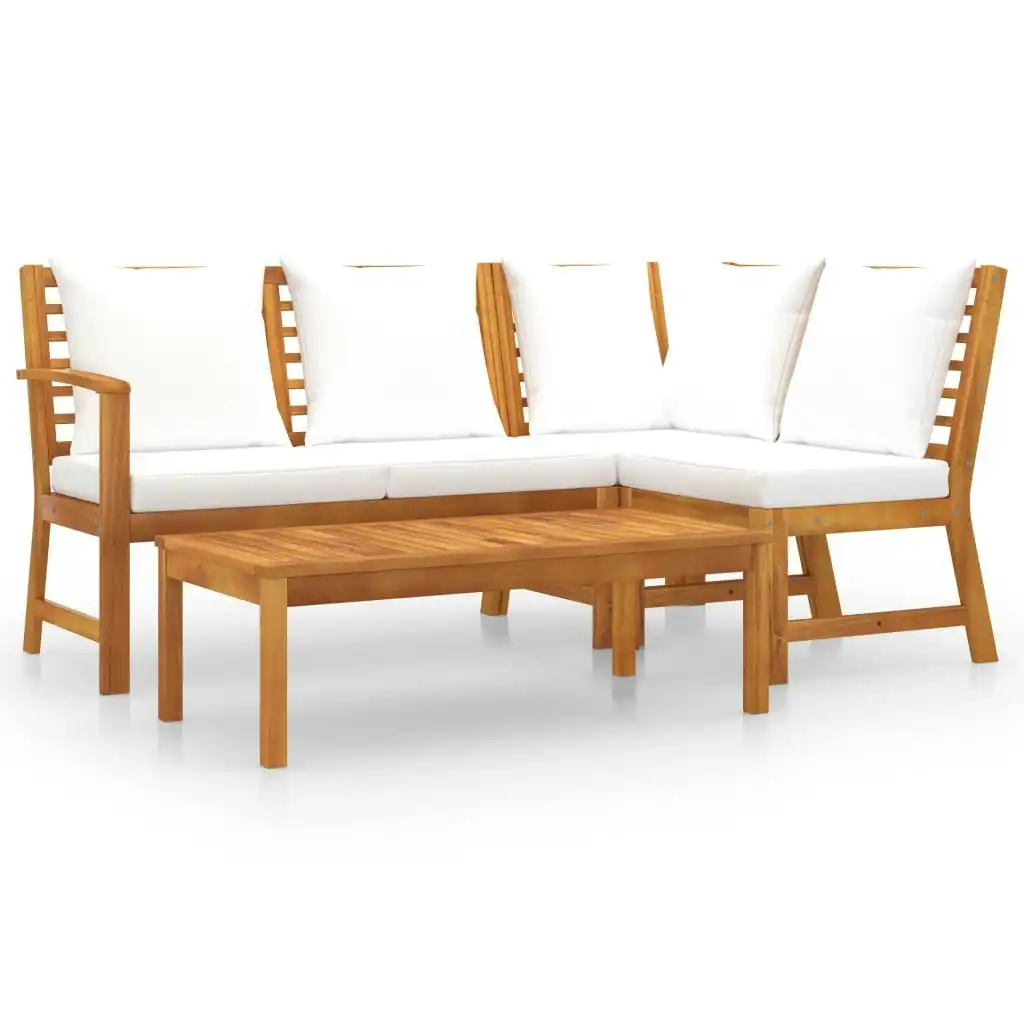 4 Piece Garden Lounge Set with Cushion Cream Solid Acacia Wood 3057771