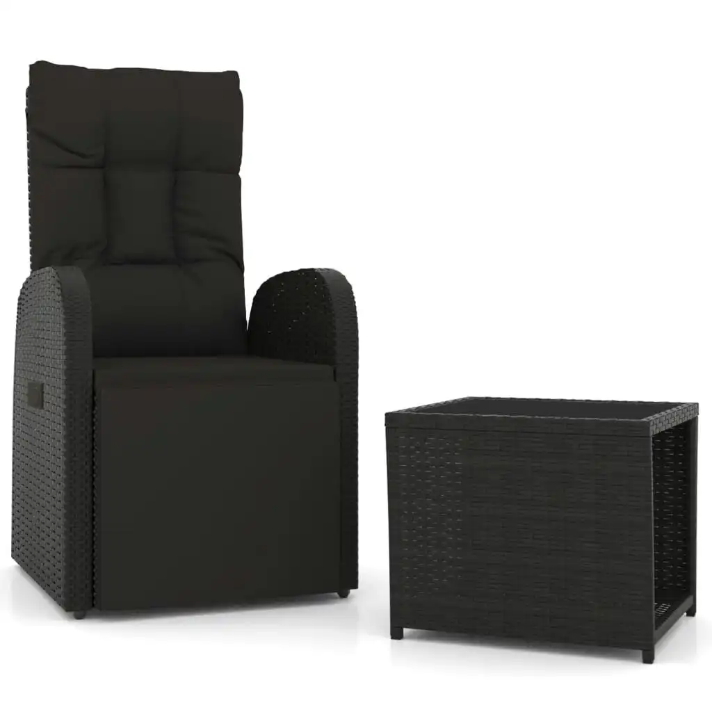 2 Piece Garden Lounge Set Black Poly Rattan&Steel 3157661