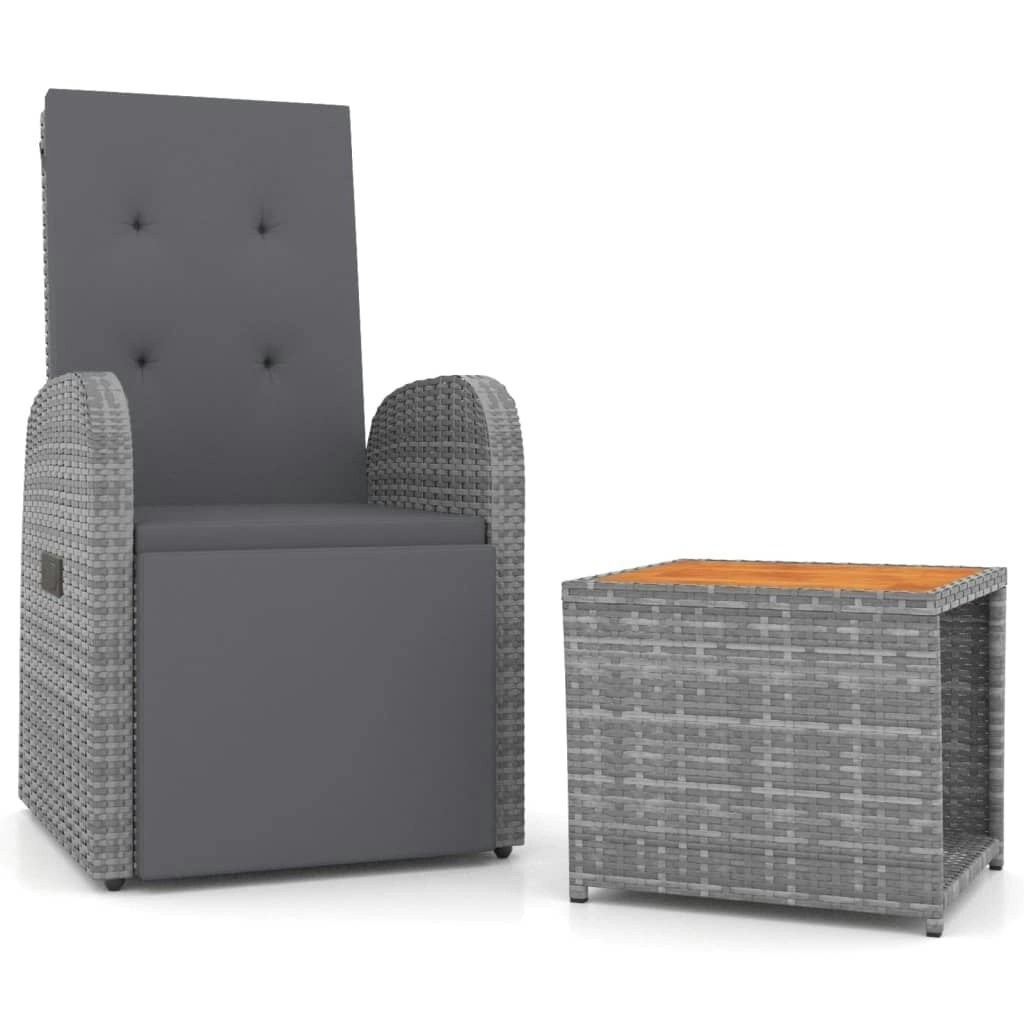 2 Piece Garden Lounge Set Grey Poly Rattan&Solid Wood Acacia 3157657