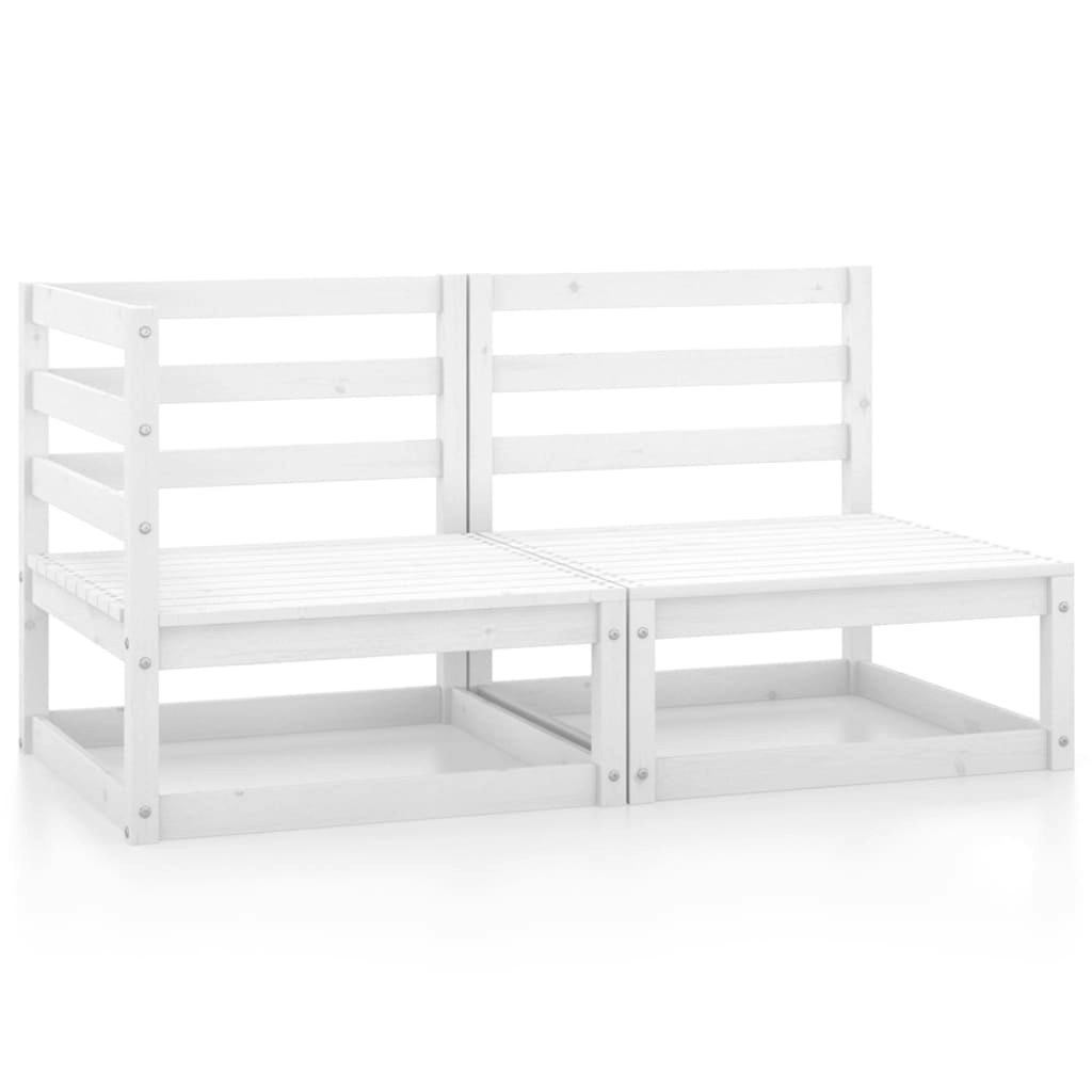 2 Piece Garden Lounge Set White Solid Pinewood 805691