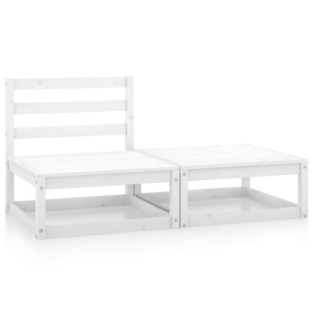 2 Piece Garden Lounge Set White Solid Pinewood 805696